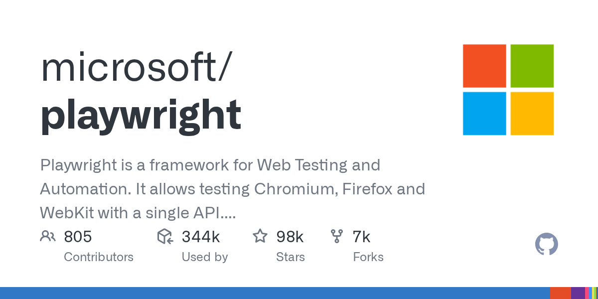 microsoft/playwright on GitHub